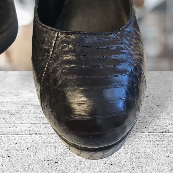 HOUSE of HARLOW 1960 NORA SNAKESKIN PLATFORM STILETTO HEELS  8.5 M- 39EU BLACK - Picture 12 of 16